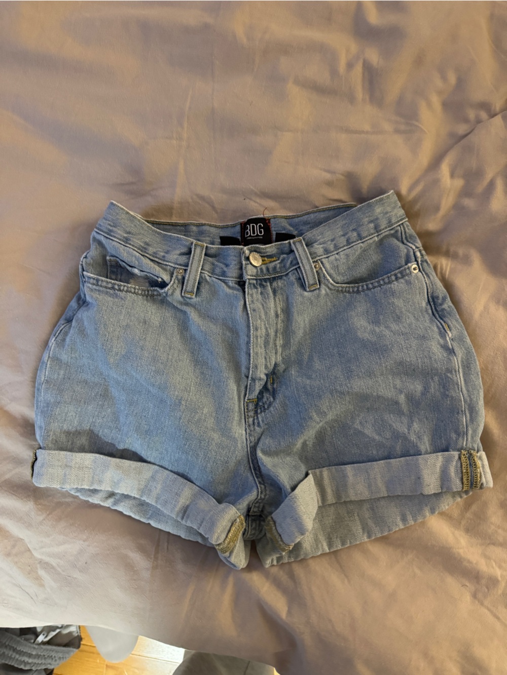 BDG Light Wash Rolled Hem Denim Shorts